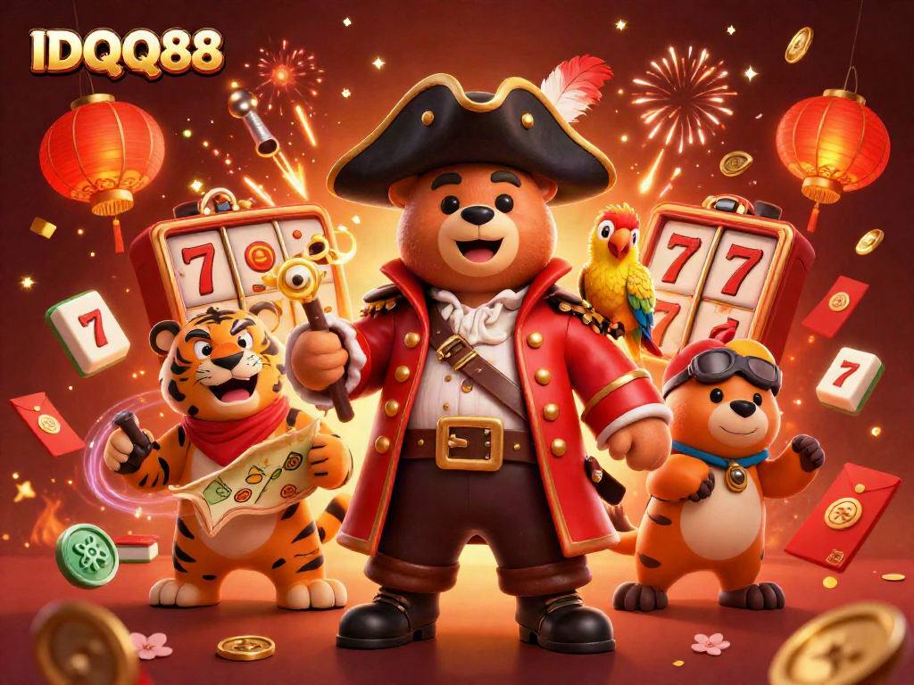 Join the adventure with IDQQ88's pirate themed slots, featuring vibrant characters and rich gameplay.