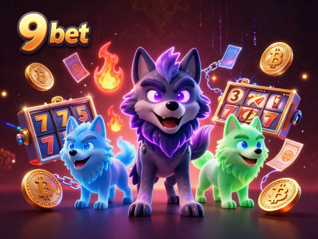 Win big with 9 bet's dynamic casino experience, featuring wolves and cryptocurrency elements.