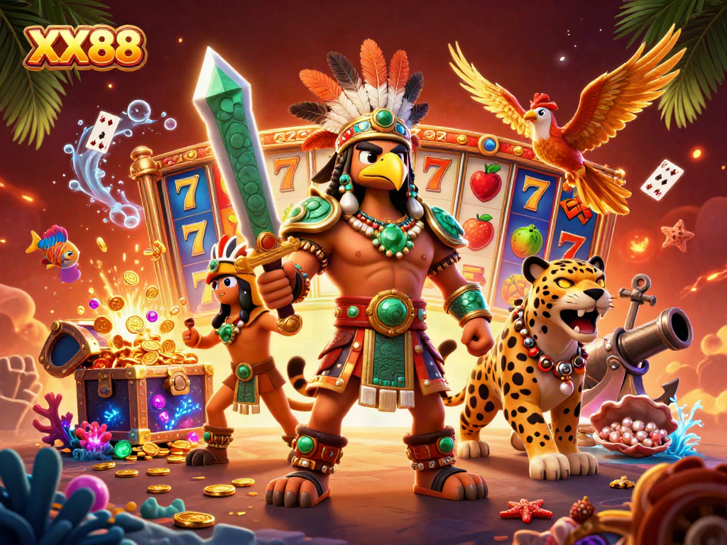 Experience thrilling gameplay with XX88's Aztec-inspired casino adventure filled with slots and treasures.