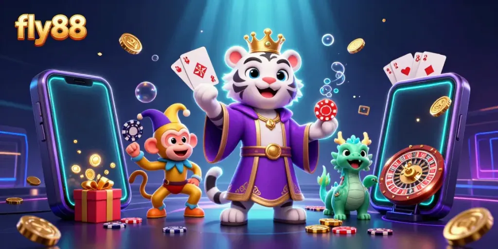 Experience exciting gameplay with fly88 featuring vibrant casino elements and characters.