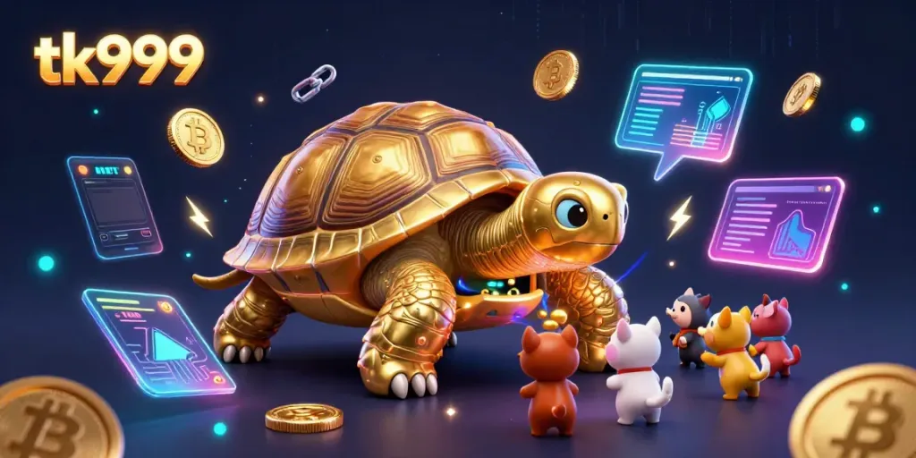 Experience gaming excitement with the tk999 app in this vibrant 3D casino illustration.