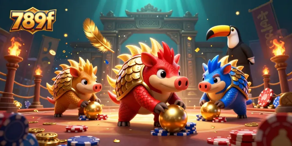 Experience thrilling casino action with 789f's 3D pangolin duel and vibrant poker elements.