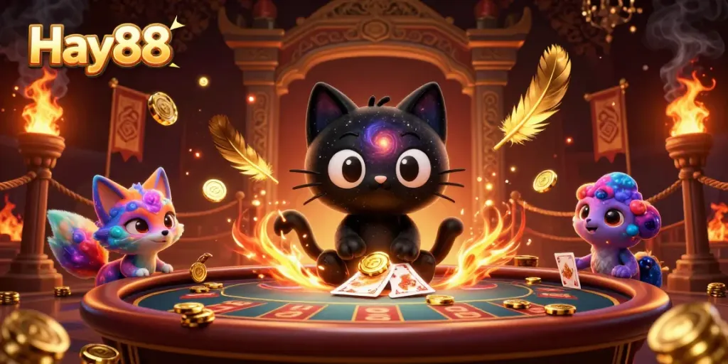 Experience the thrilling games at Hay88, where cosmic characters pull in golden chips and cards.