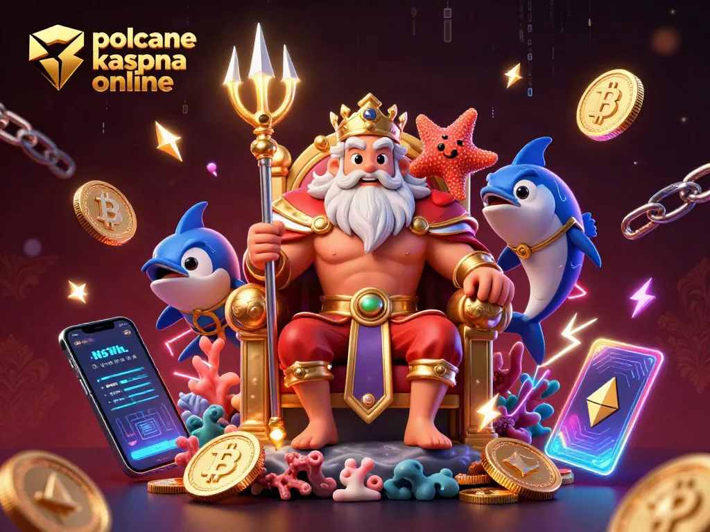 Engage in polecane kasyna online with Neptune and crypto elements in a vibrant 3D scene.