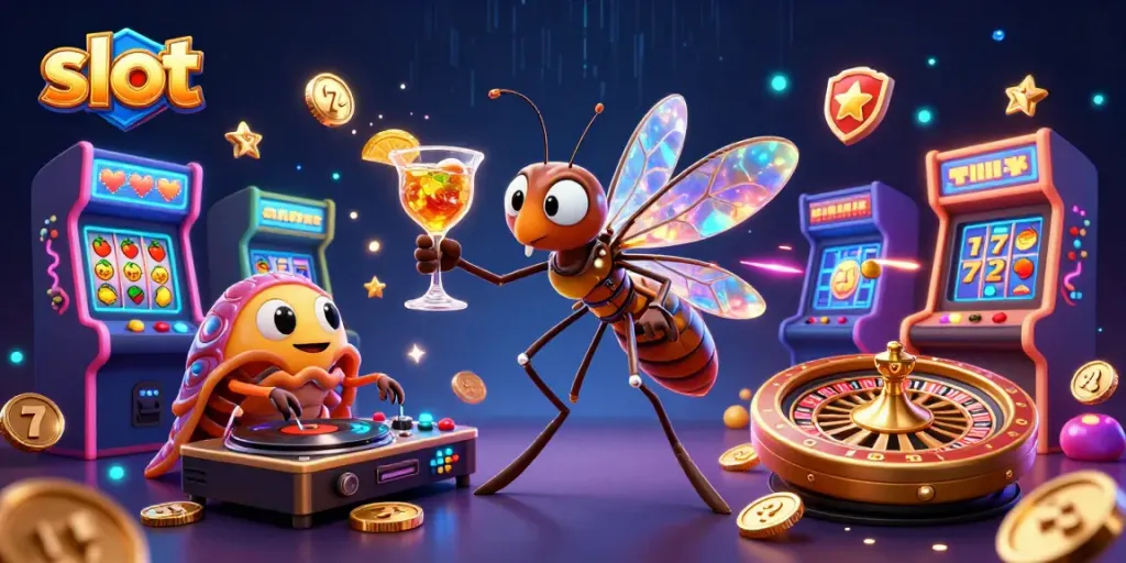Experience immersive slot gaming with vibrant casino scenes featuring characters and dynamic elements.