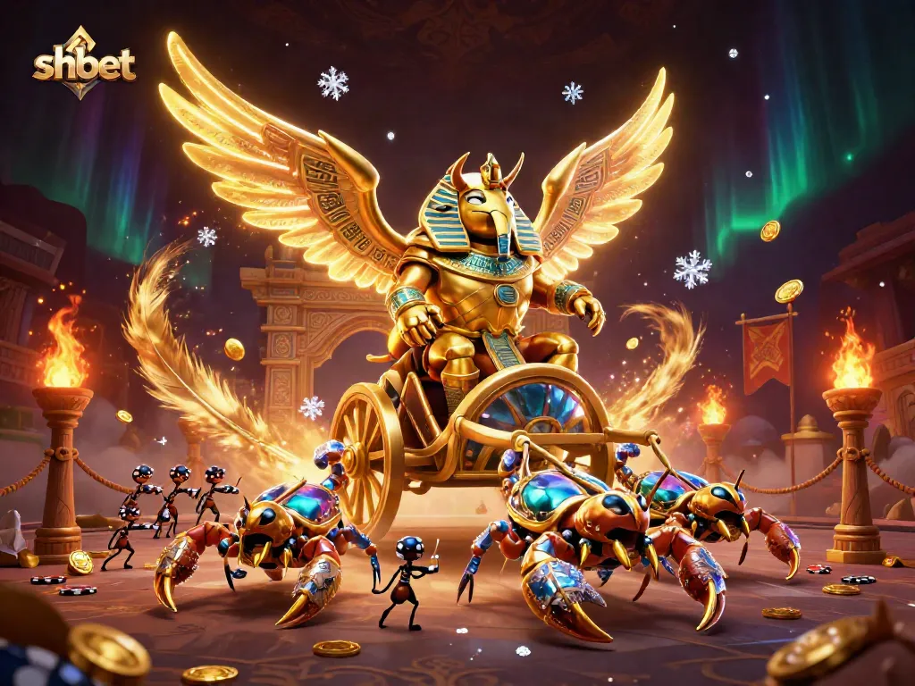 Experience shbet's exciting casino atmosphere with our vibrant gaming adventure, featuring majestic golden characters.