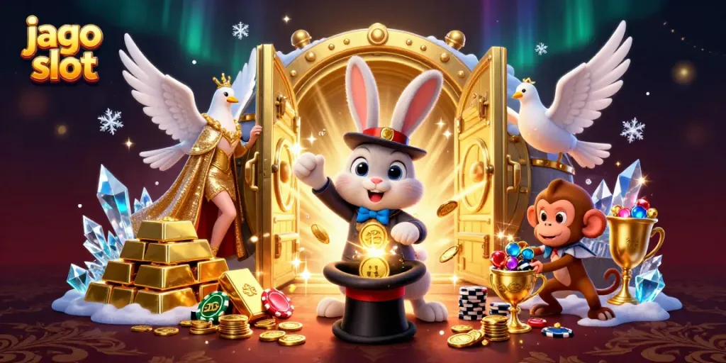 Menangkan hadiah dalam permainan jago slot dengan ilustrasi 3D kucing penyihir dan elemen kasino menakjubkan.