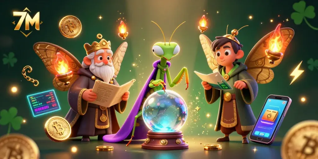 Experience live betting excitement with 7M and engaging characters in a vibrant casino scene.