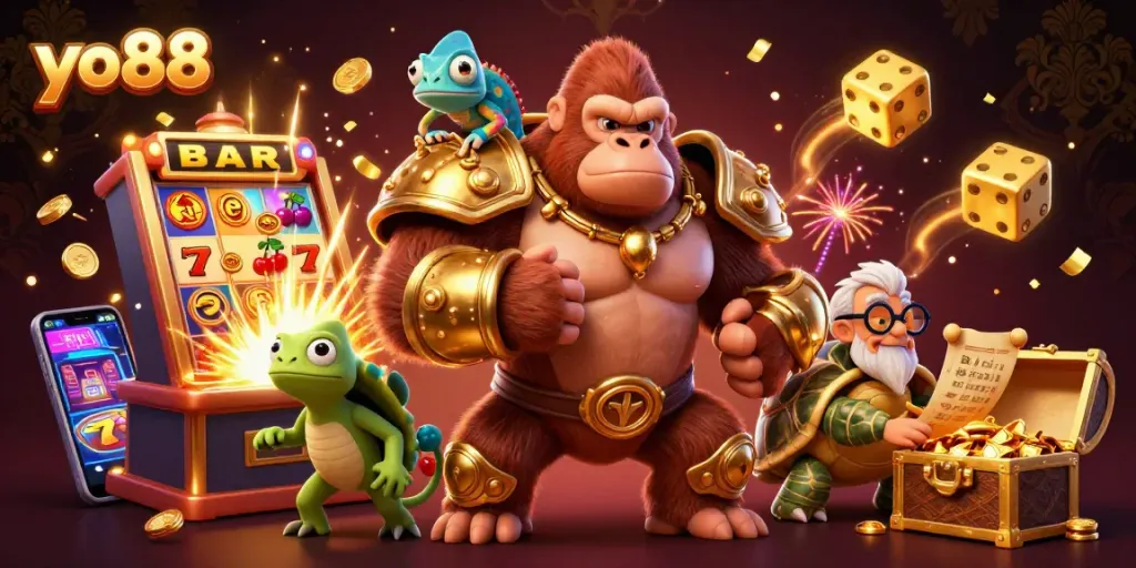 Experience exciting jackpot thrills with yo88's vibrant 3D gaming adventure illustration.