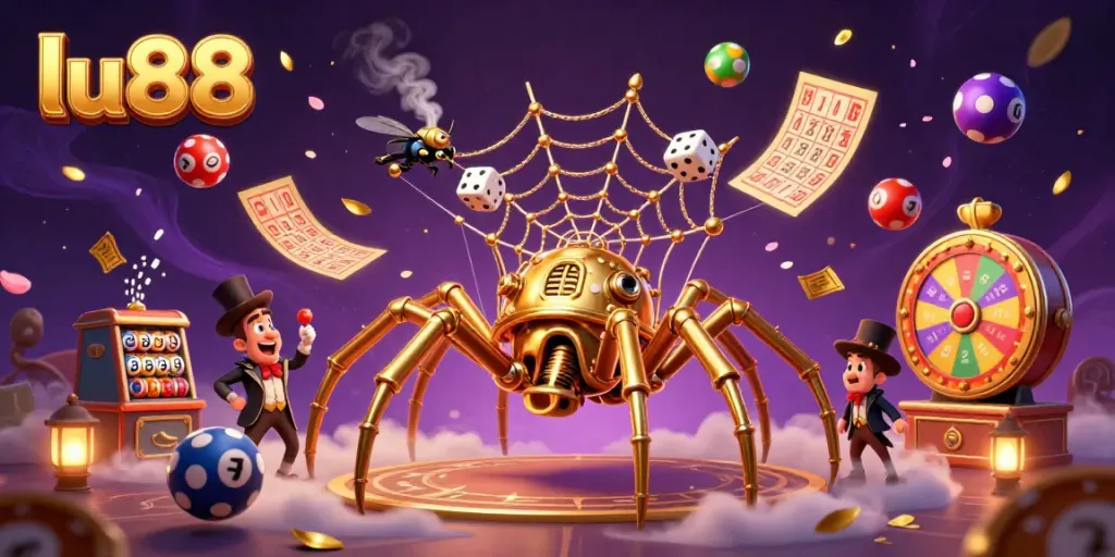 Catch the excitement with lu88's vibrant gaming scene, filled with animated lottery elements.