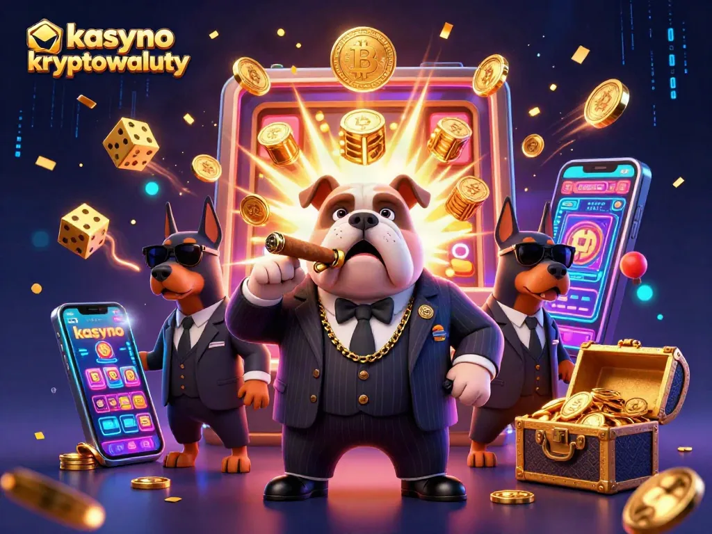 Experience kasyno kryptowaluty with a playful illustration featuring the mafia boss dog and vibrant casino elements.