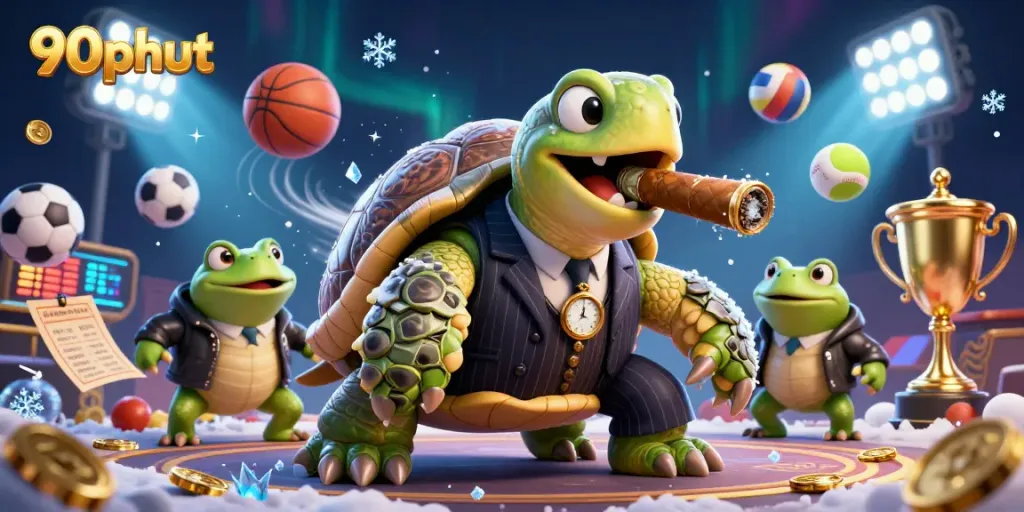Catch the action at 90phut with 3D characters enjoying an energetic casino atmosphere filled with sports elements.