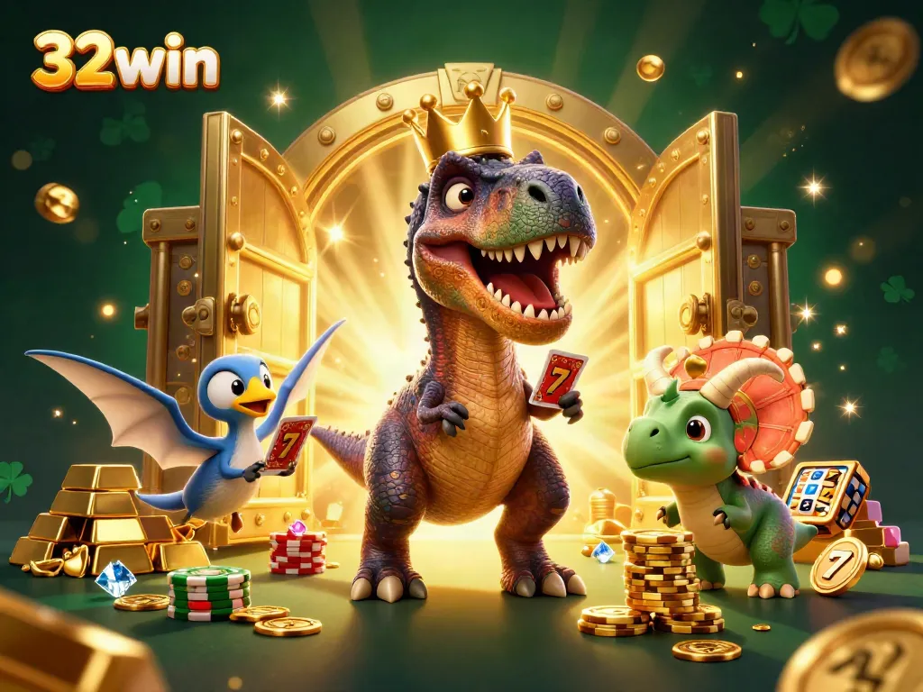 Experience thrilling gameplay with 32win featuring colorful characters and golden casino treasures.