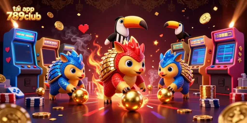 Engage in thrilling gaming with the tải app 789club featuring dynamic pangolin characters and exciting casino elements.
