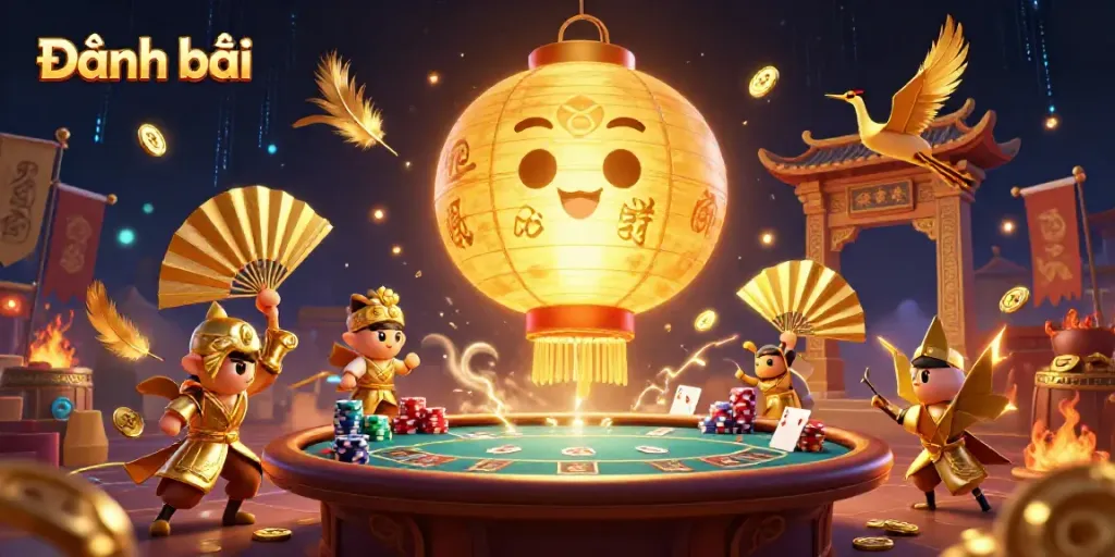 Experience the excitement of Đánh bài at a vibrant night market casino scene.