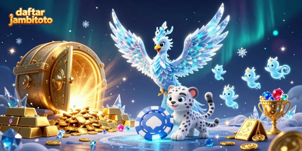 Engage with daftar jambitoto through an enchanting 3D illustration featuring a phoenix and playful cub.