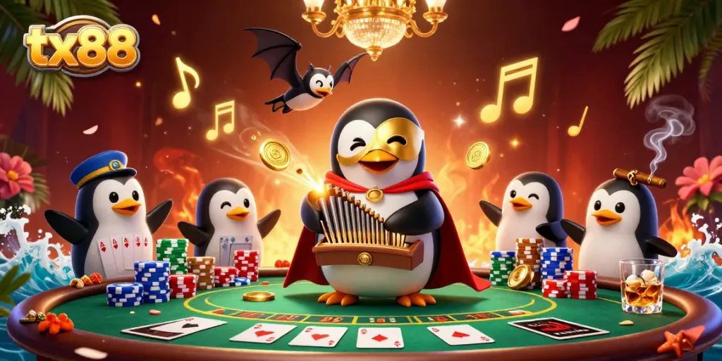 Experience thrilling gaming with tx88 in this vibrant scene featuring a casino atmosphere.