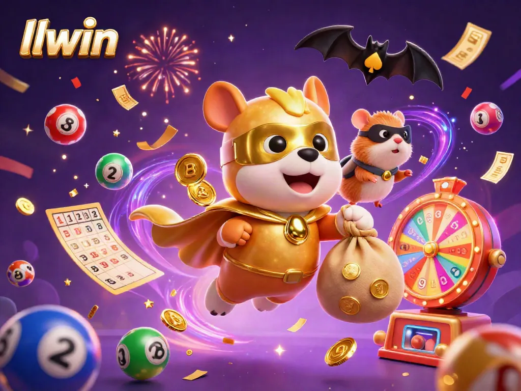 Catch exciting prizes at llwin with our colorful lottery and casino themed illustration!