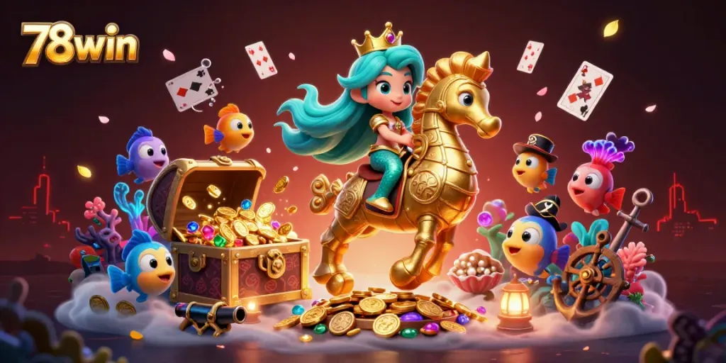 Experience thrilling gameplay with 78win in a vivid underwater casino adventure featuring a mermaid princess.