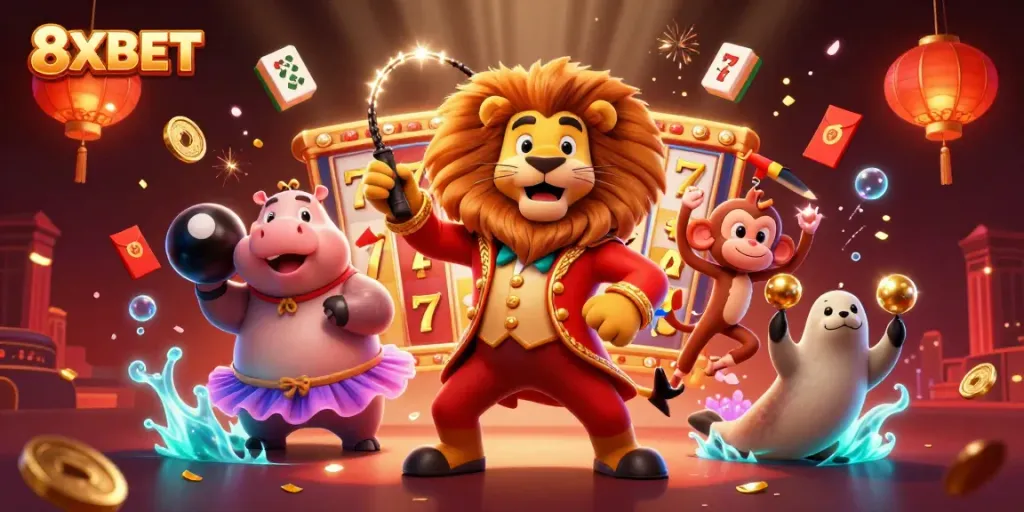 Experience thrilling jackpots and slots with 8XBET in this vibrant, immersive casino scene.