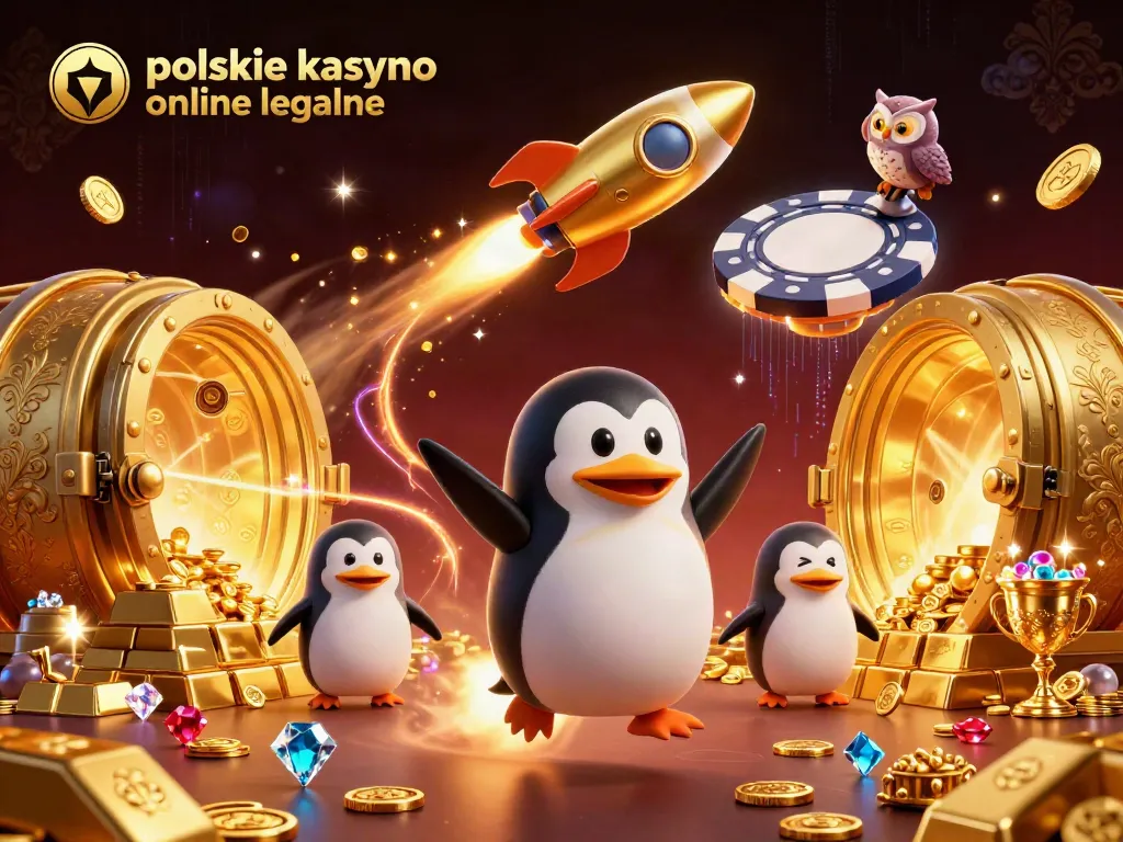 Play at polskie kasyno online legalne with excitement as the golden penguin rockets through a vibrant casino cosmos!