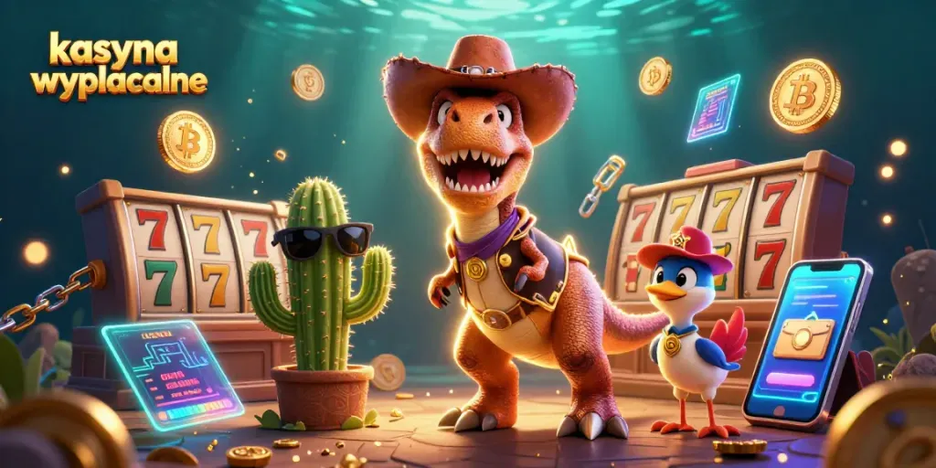 Engage with kasyna wyplacalne through a vibrant 3D scene featuring casino elements and playful characters.