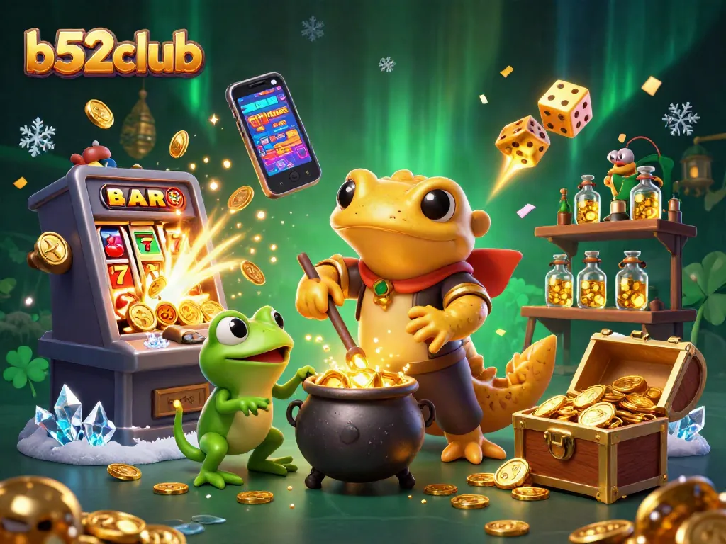 Join the b52club in an exciting 3D casino scene with golden gains and vibrant slots.
