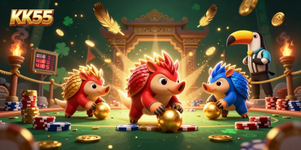 Experience the excitement of KK55 as rivalry unfolds among pangolins in a vibrant casino atmosphere.