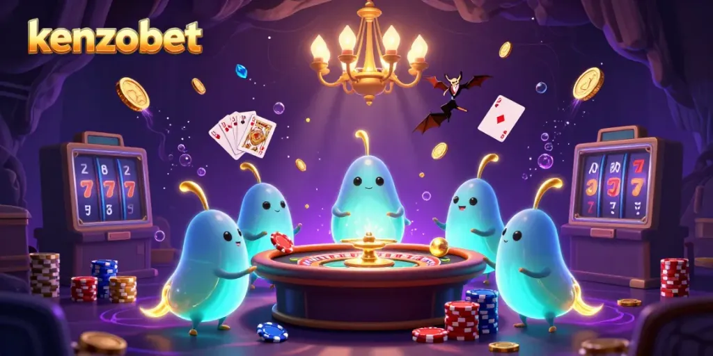 Experience kenzobet's vibrant casino world with glowing glowworms and exciting game elements.