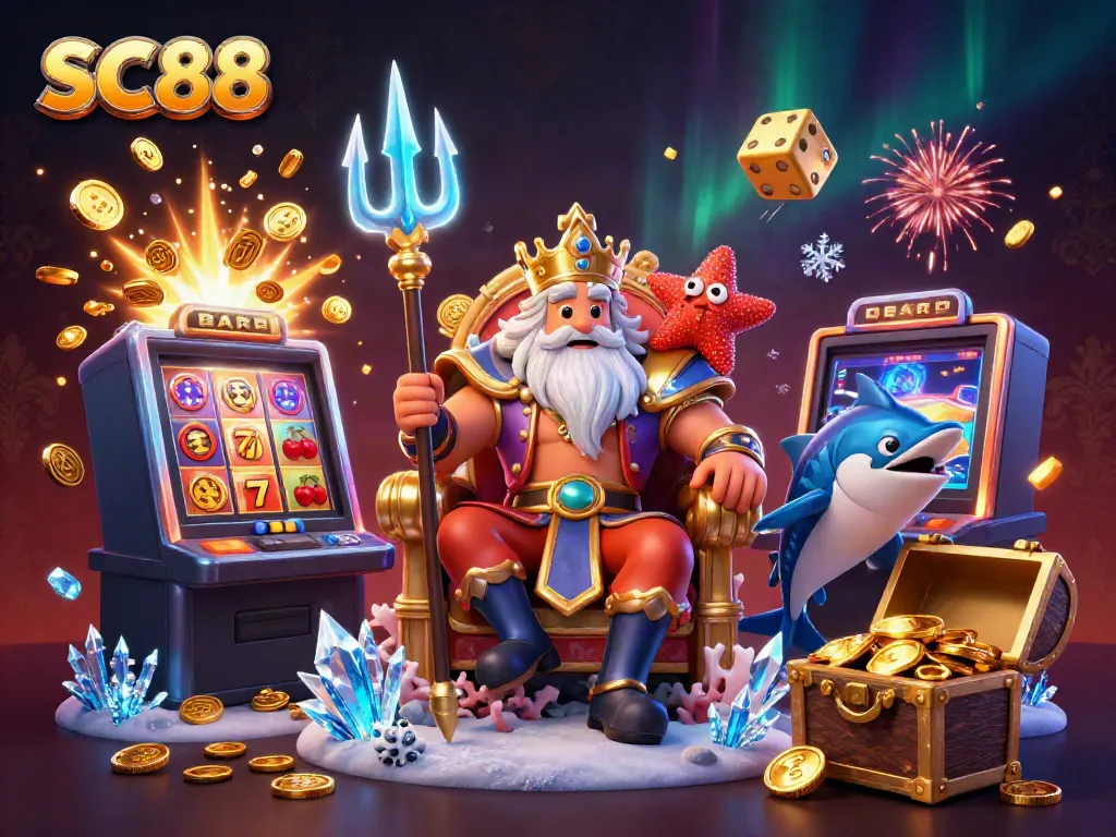 Chơi game tại SC88 với hình ảnh vua biển cả và kho báu hấp dẫn.