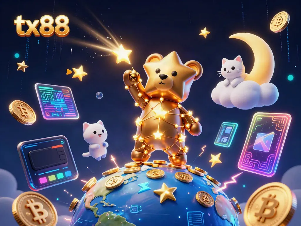 Engage with tx88's immersive casino experience featuring a constellation bear and cosmic elements.