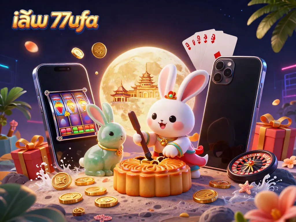 Experience excitement with เล่น 77ufa as legendary moon rabbit and jade companion reveal riches on the lunar surface.
