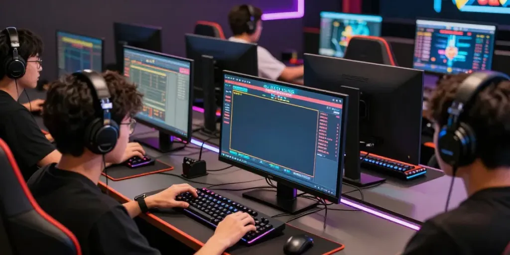 Davo 88 gaming scene showcasing exciting Togel online match interactions among players in a modern setup