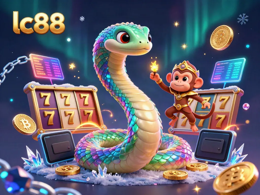 Engage with exciting casino games at lc88 featuring colorful slot reels and crypto elements