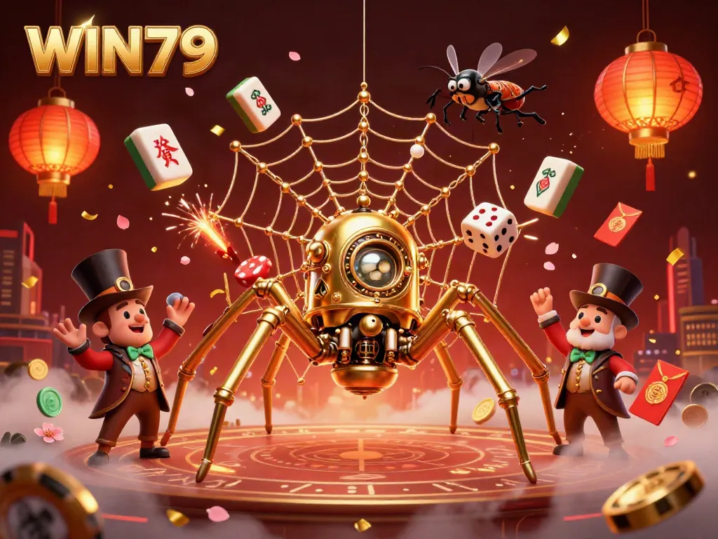 Experience the vibrant action of WIN79 with a rich 3D casino scene featuring unique characters and dynamic game elements.