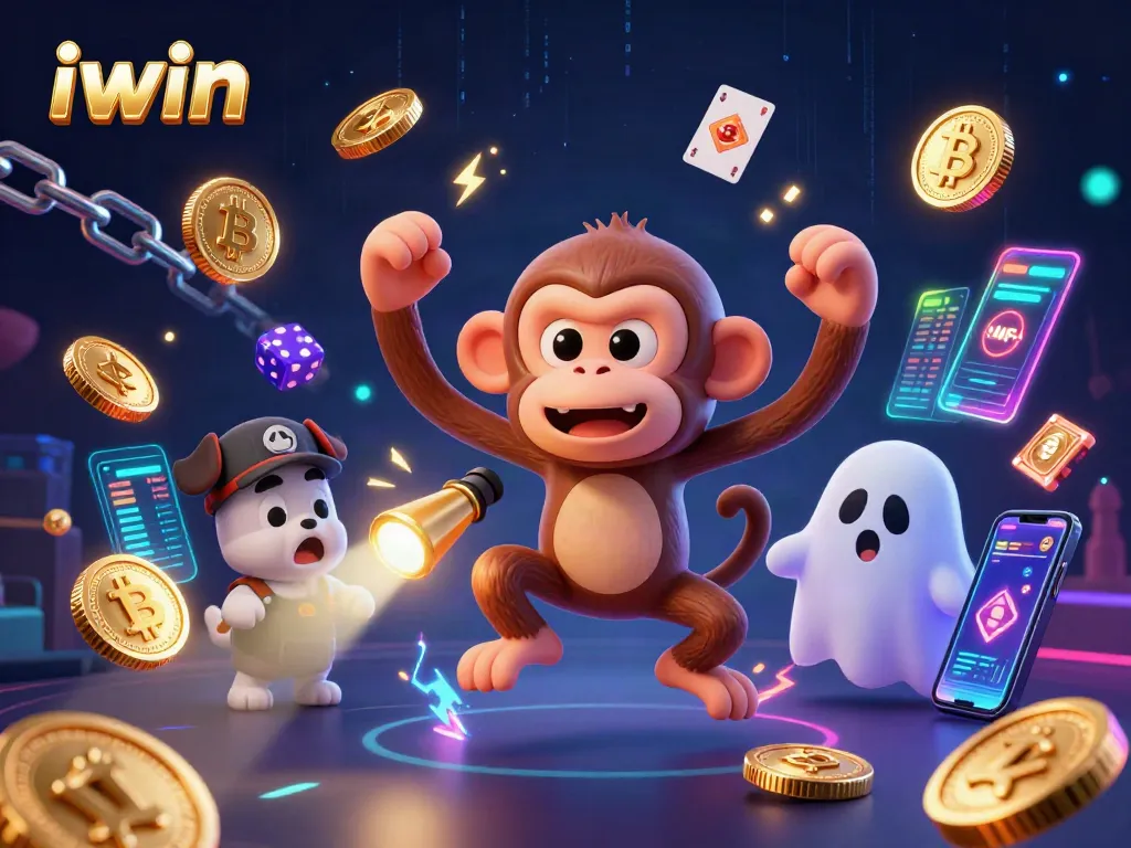 Engage with iwin's haunted casino adventure featuring a playful poltergeist monkey and a brave puppy.