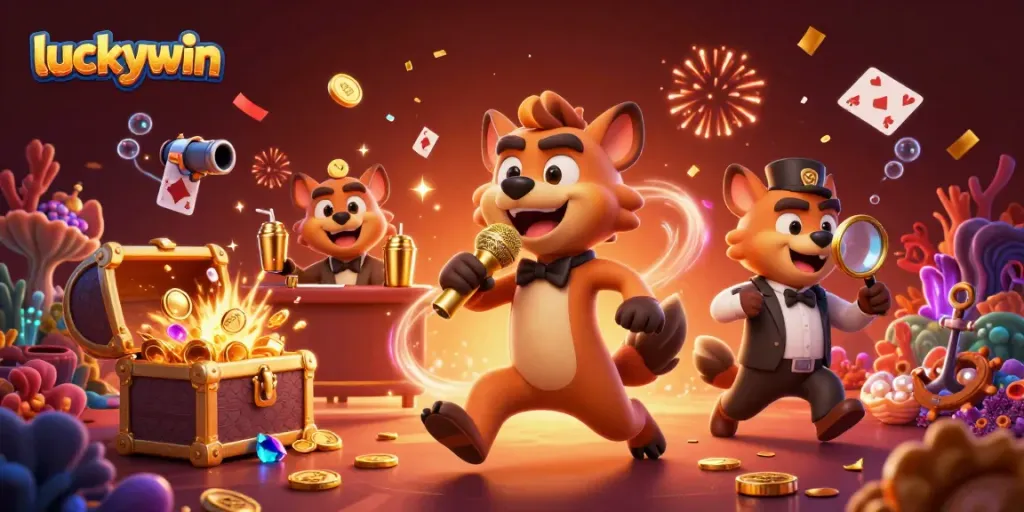 Experience the vibrant world of luckywin casino as hyenas run a comedy club, mixing drinks and entertaining.