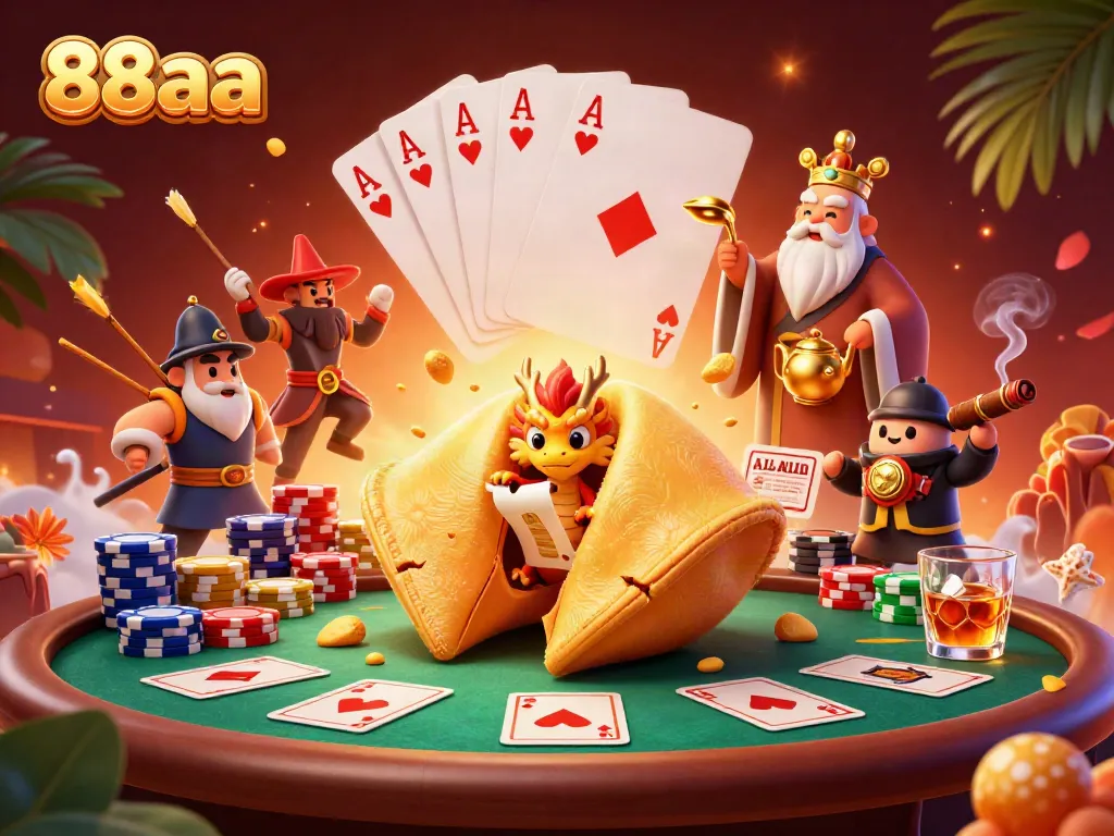 Experience thrilling poker insights with 88aa in a vibrant 3D casino scene.