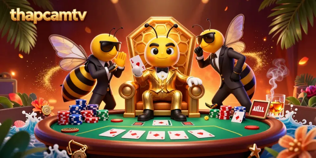 Experience thapcamtv's exciting poker scene with detailed characters and vibrant casino elements.