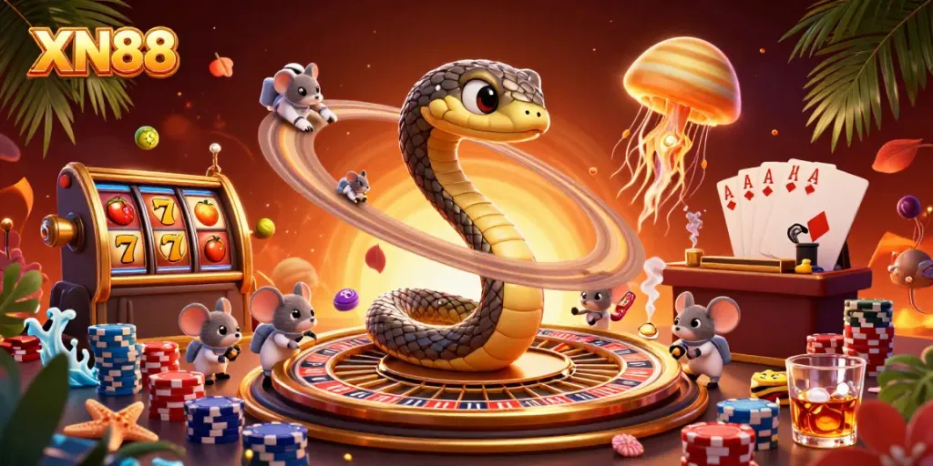 Experience the vibrant XN88 casino universe with characters and dynamic gaming elements.