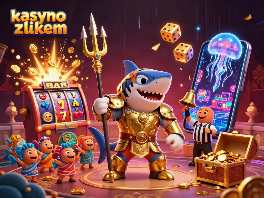 Engage in exciting gameplay at kasyno z blikiem, featuring vibrant 3D casino elements and winning symbols.