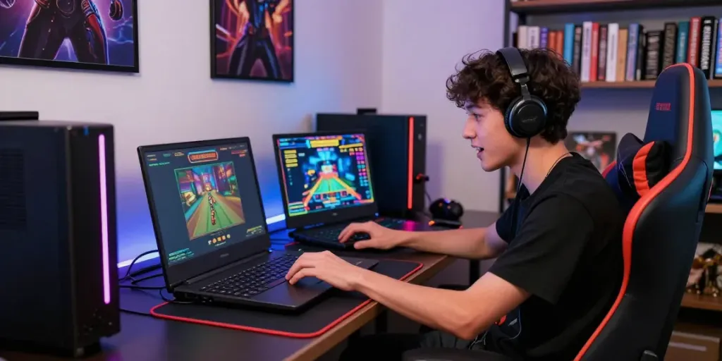 Engaging slot88 gaming setup with a player enjoying an online slot game experience.