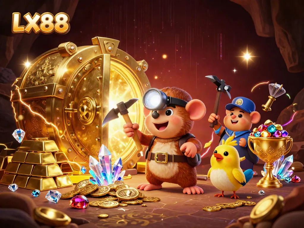 Collect treasures in LX88's vibrant casino realm filled with gems and gold.