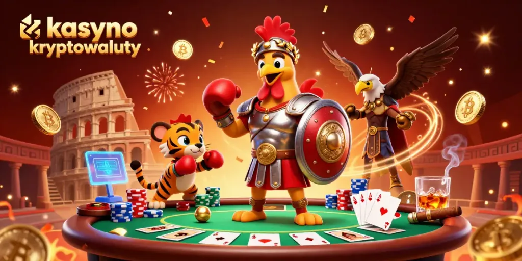 Engage in kasyno kryptowaluty excitement with a vibrant 3D scene featuring iconic gambling elements.