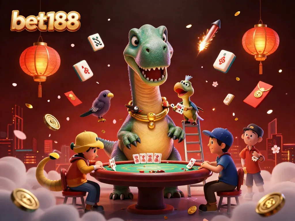 Experience the vibrant action at bet188 with unique characters and casino elements in a lively digital scene.